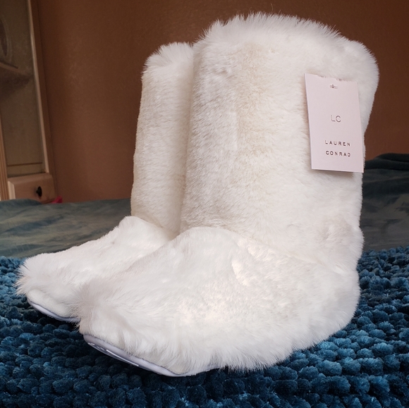 tall fuzzy slipper boots